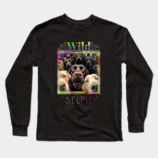 Dog Labrador Pet Wild Nature Funny Happy Humor Photo Selfie Long Sleeve T-Shirt